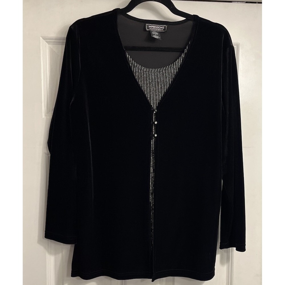 Impressions Millenium Black Velvet Large Top Layered Sparkle Shiny